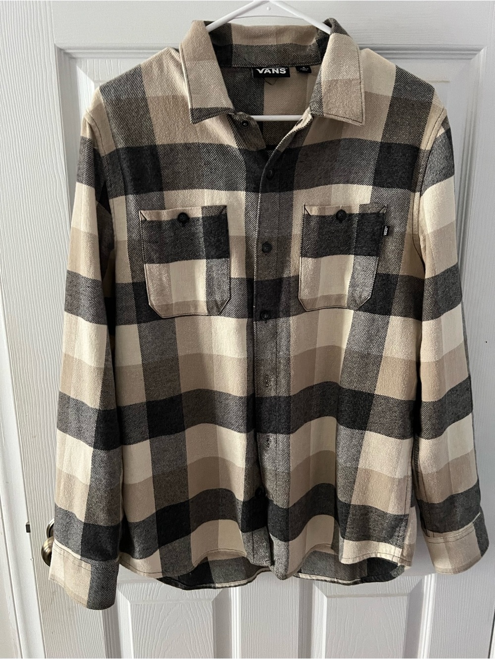 Vans Beige Black Plaid Flannel Shirt